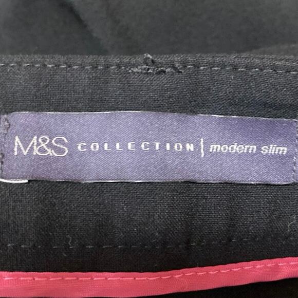 M&S Collection Modern Slim Black Straight Leg High Waist Trousers Dress Pants M - Picture 4 of 6